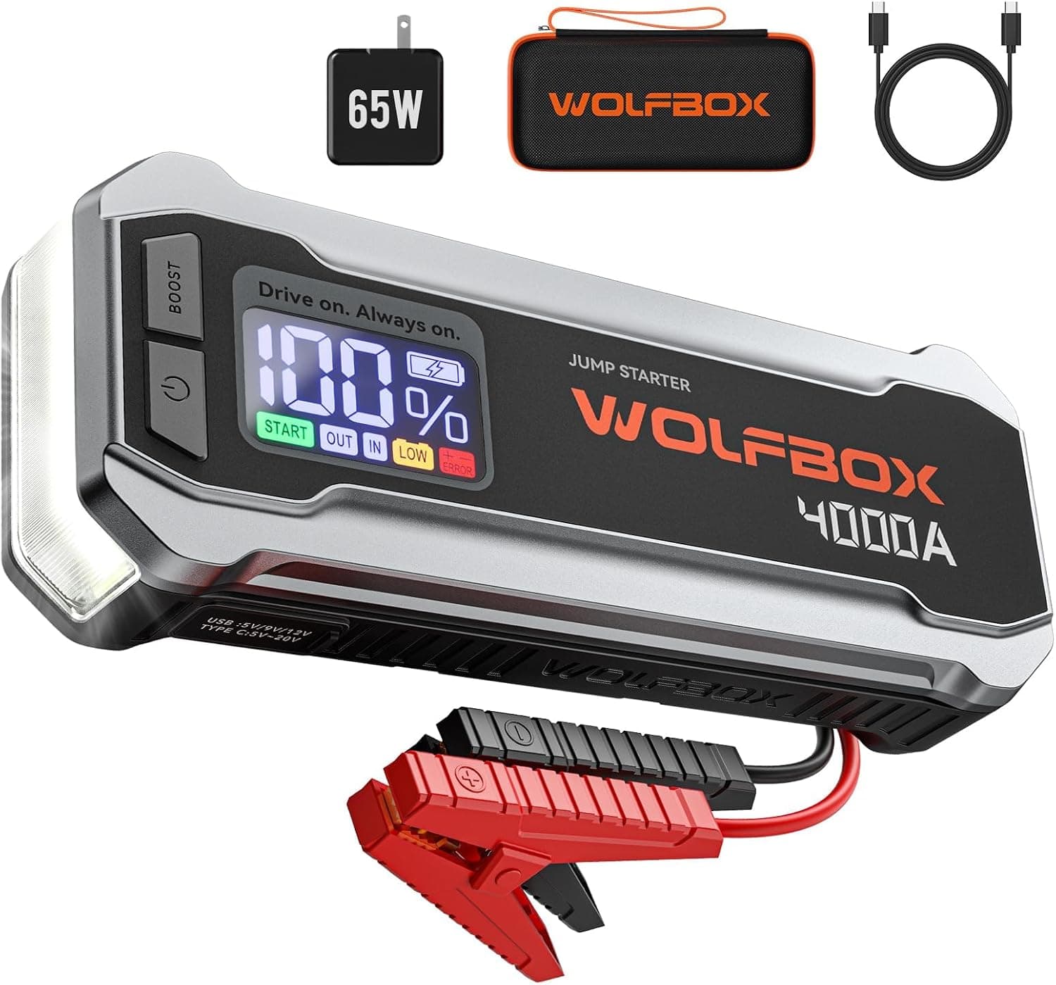 WOLFBOX MV24 Jump Starter, 4000A
