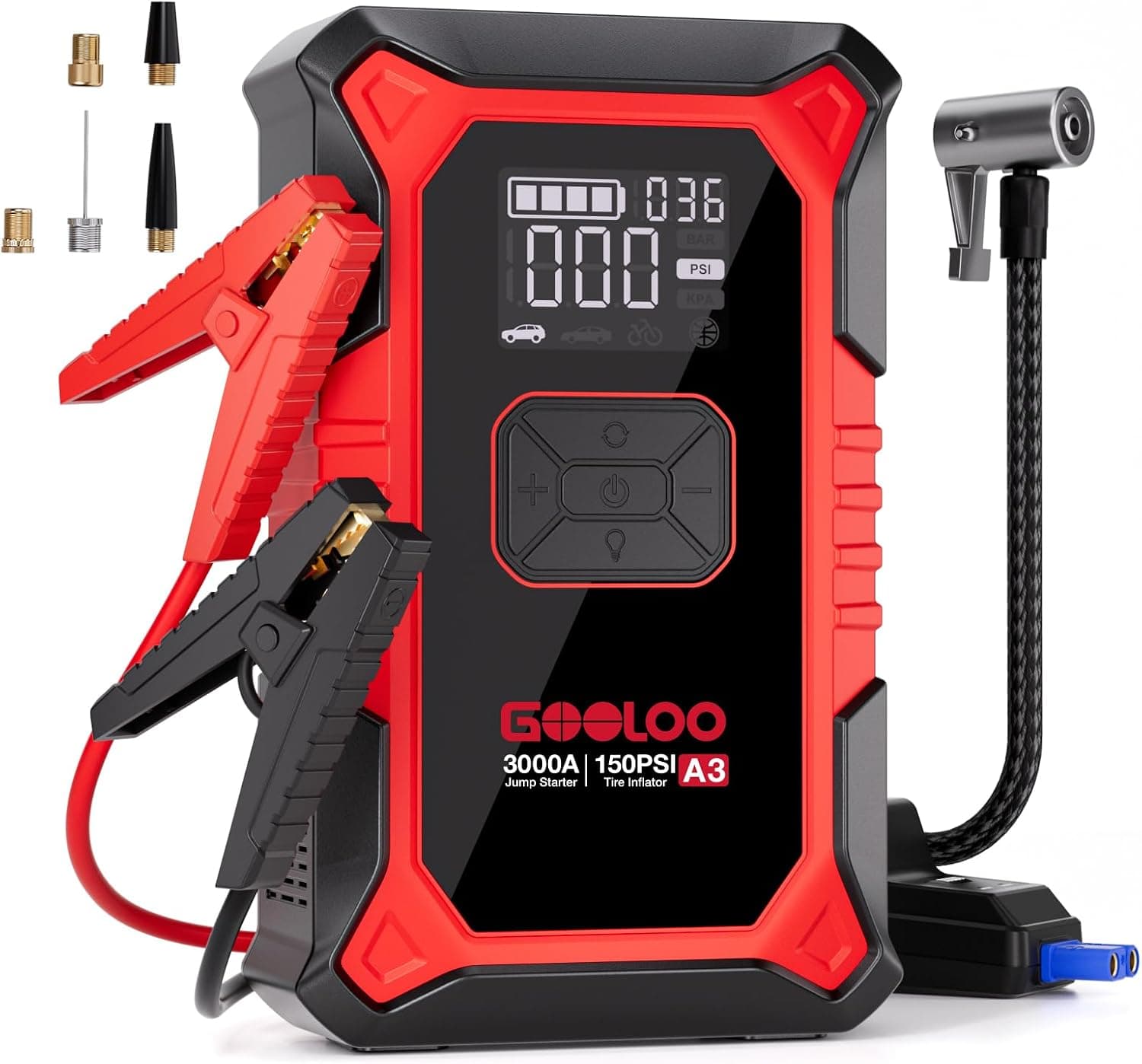 GOOLOO A3 Jump Starter with Compressor, 3000A